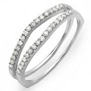 Dazzlingrock Collection 0.25 Carat (ctw) 10K White Diamond Enhancer Guard Wedding Band 1/4 CT, White Gold, Size 7
