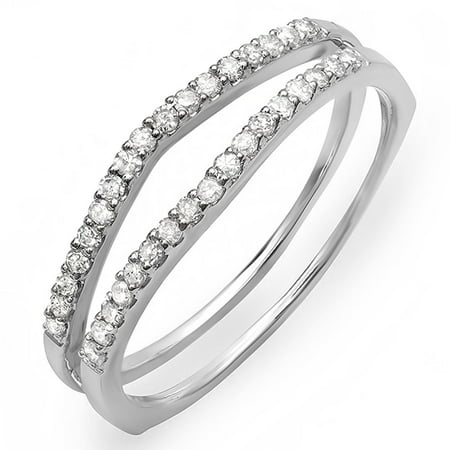 Dazzlingrock Collection 0.25 Carat (ctw) 10K White Diamond Enhancer Guard Wedding Band 1/4 CT, White Gold, Size 7