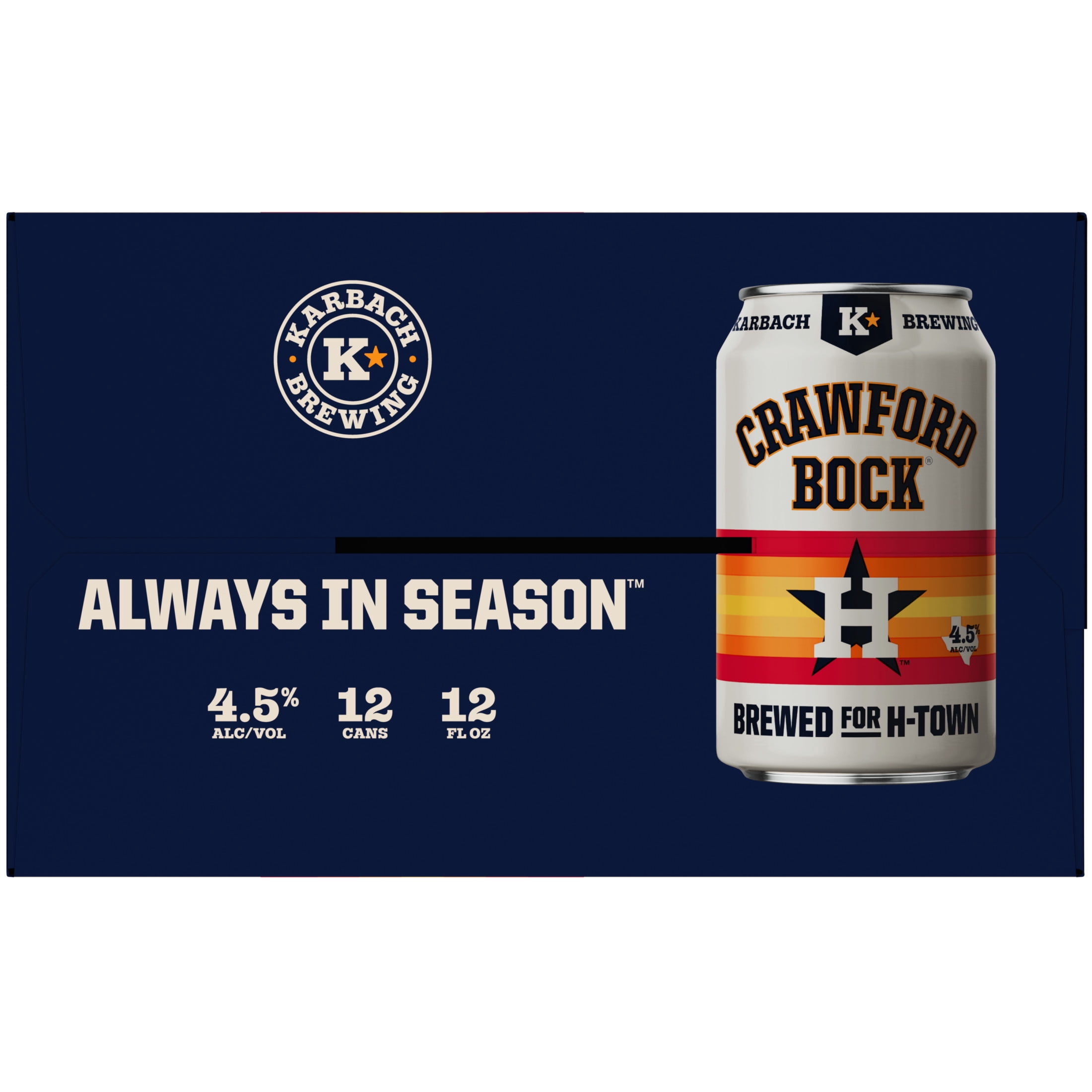 Karbach Brewing Company Crawford Bock Craft Beer, 12 pack, 12 fl oz Aluminum Cans, 4.5% ABV