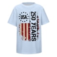 thumbnail image 3 of 250 Years America Shirt - 250 Anniversary USA Merchandise Short Sleeve Soft Comfort Summer Clothes (Toddler 2-3 Years Light Blue), 3 of 9