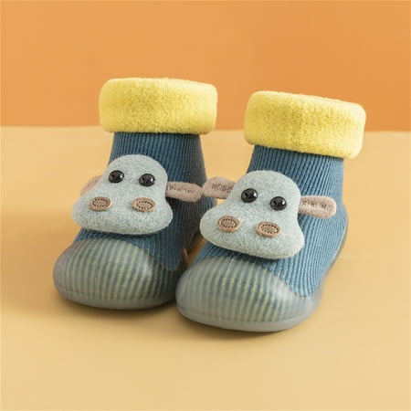 

FZM Christmas Toddler Kids Baby Boys Girls Shoes First Walkers Thickened Warm Cute Cartoon Animals Antislip Shoes Socks Shoes Prewalker Sneaker