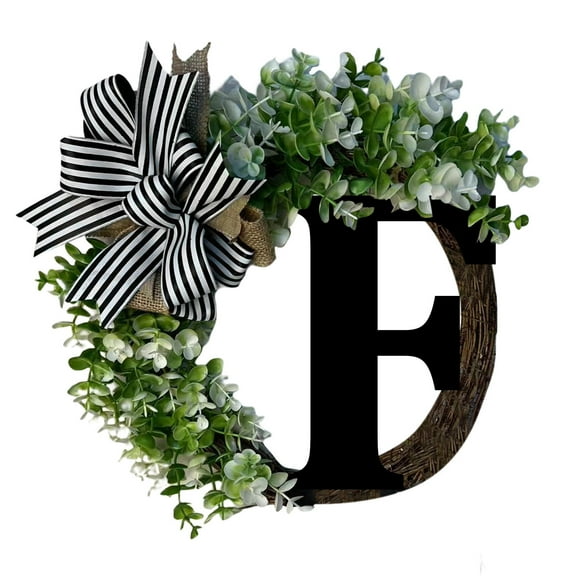 Clearance Wreath under $20,Unique Last Name Year Round Front Door Wreath With Bow Welcome Sign Garland Creative 26 Letter Farmhouse Wreath For Front Door Spring All Seasons Outside Hanger Decor