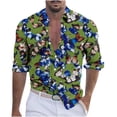 thumbnail image 1 of Blusa y camisa de manga larga con cuello vuelto para hombre, informal, a la moda, con botones, estampado, de poliéster, 1 of 6