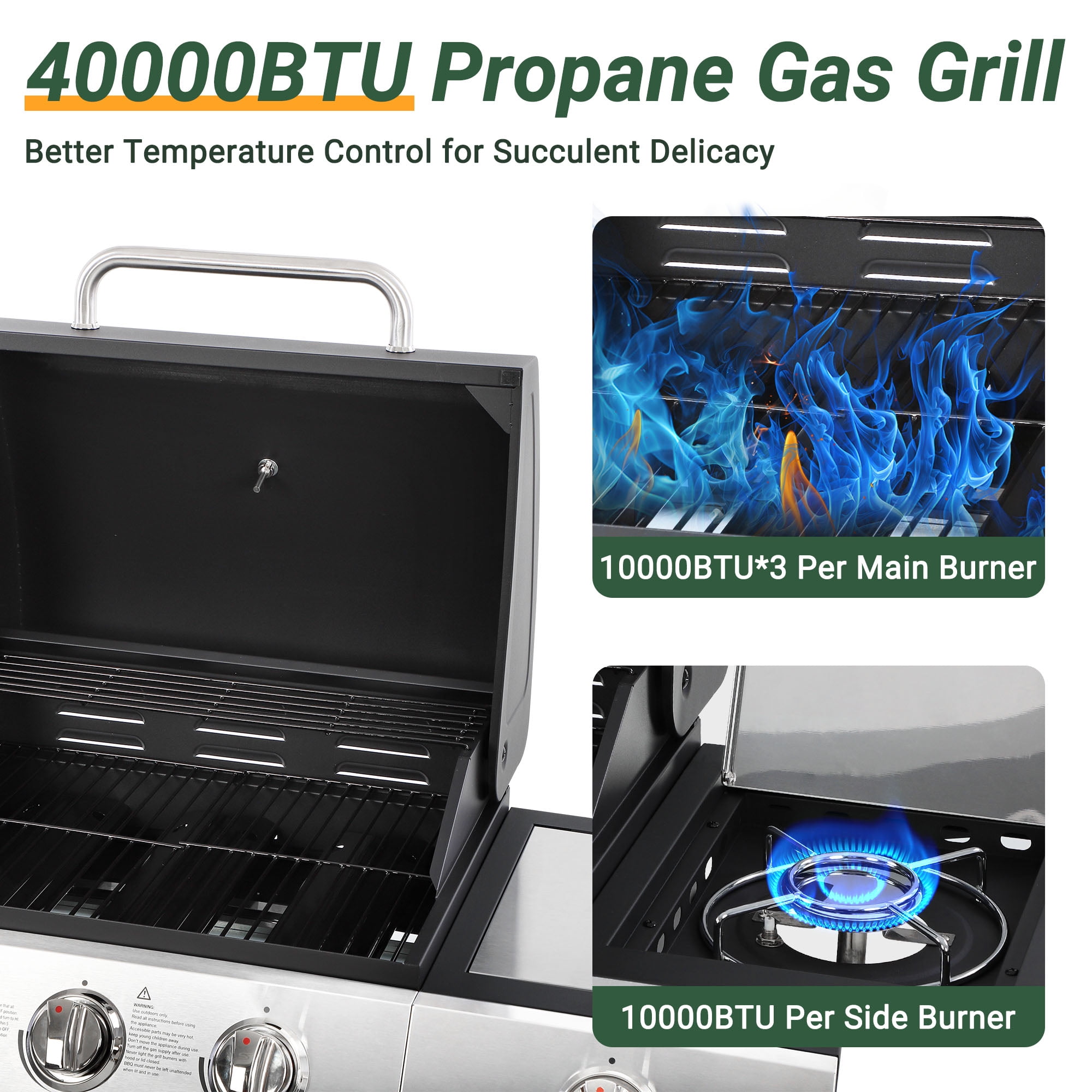Walmart 4 Burner LP Propane Gas Grill, Stainless Steel BBQ with