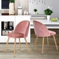 thumbnail image 4 of Dining Chairs Set of 2, Modern Velvet Kitchen Room Chair Upholstered Accent Leisure Side Chairs with Oak Legs, Pink, 4 of 7