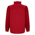 thumbnail image 7 of Royisotas Casual Womens Tops Long Sleeve Ruffle Winter Standing Collar Plus Size Button Down Shirts for Women Dressy Solid Red Button up Shirts, 7 of 7
