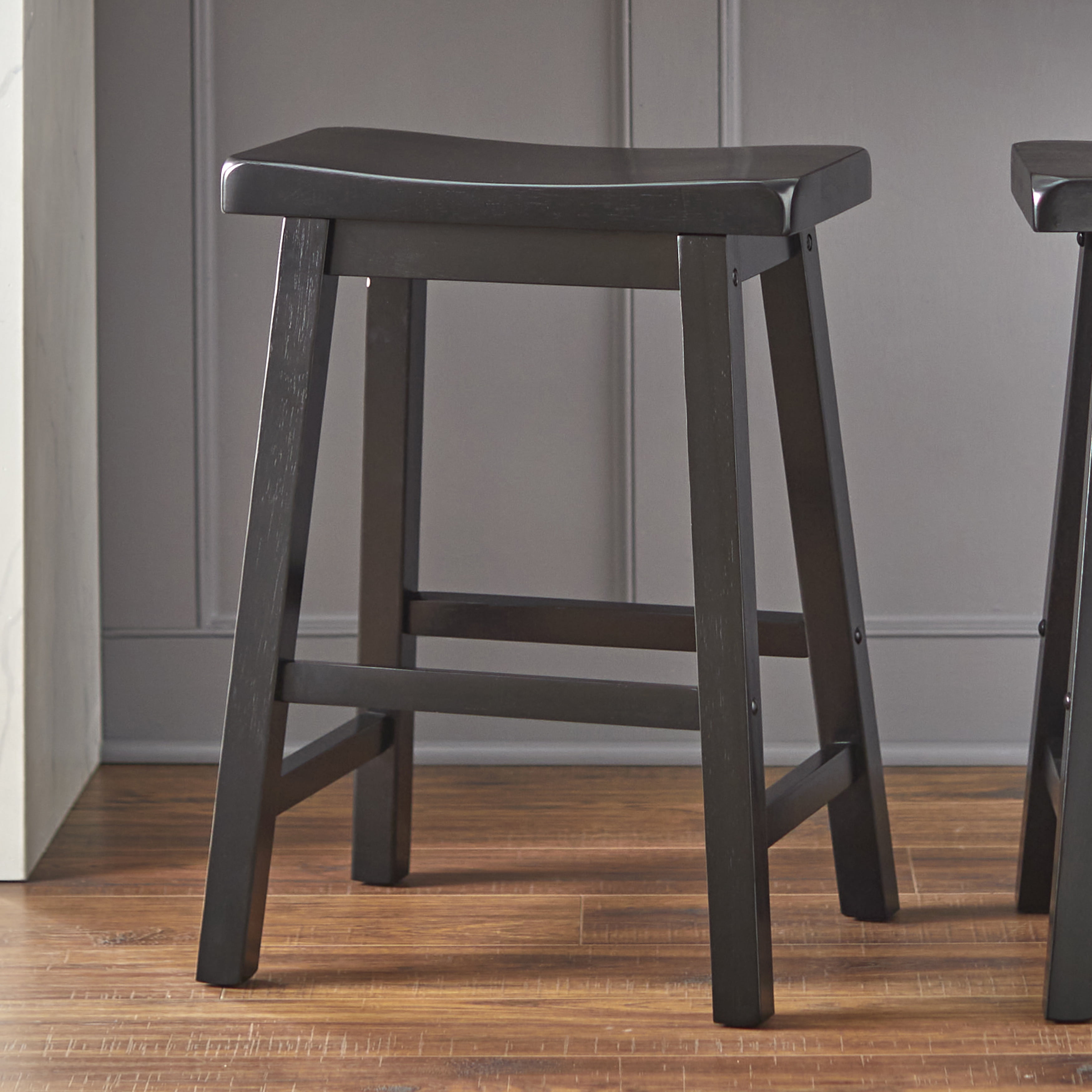 TMS Barnaby 29" Saddle Bar Stool, Set of 2, Black
