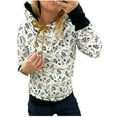 thumbnail image 2 of Palato Women's Plus Size Tops,Women Sexy Crop Floral Stripe Printed Splicing Workout Outwears Long Sleeve V-Neck Hoodies Sweatershirt Casual Fall Blouse Tops, 2 of 5