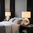thumbnail image 3 of Sculptural Ceramic Table Lamp with Shade for Home Decor - Decorative Accent for Bedroom and Living Room Display - Contemporary Bedside Lamp for Nightstand and Desk Styling - 26", Ivory & Tan, 3 of 12