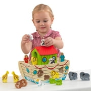 KidKraft Noah's Ark Shape Shorter with 17 Wooden Pieces, Toddler and Preschooler Toy Playset