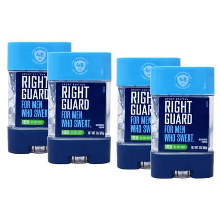 Right Guard, For Men Who Sweat, Odor Defense, Antiperspirant/Deodorant Clear Gel, Sport Edition, Fresh, 3 OZ (Pack of 4)