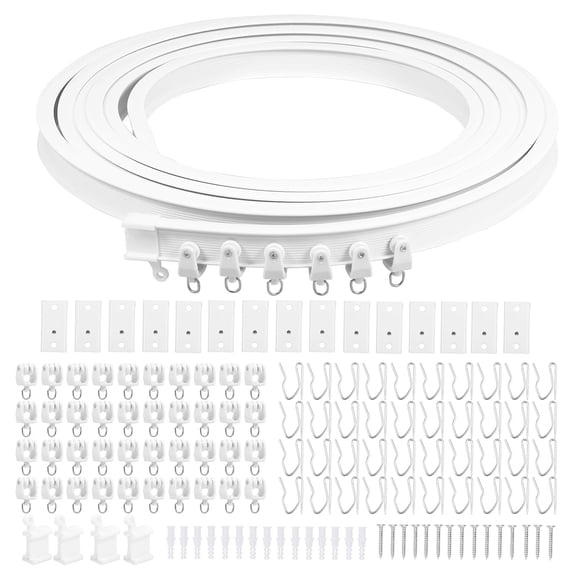 Ikoopy Flexible Ceiling Curtain Rail 16.4 ft Bendable Curved Ceiling Mount Curtain Track with Mute Rollers for Office RV Bathroom