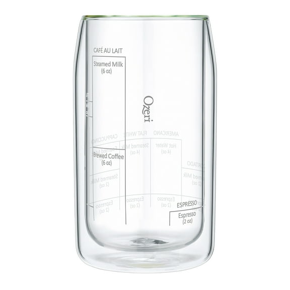 Ozeri Moderna Artisan 15 oz Double Wall Barista Coffee Glass with EZ Measure Lines