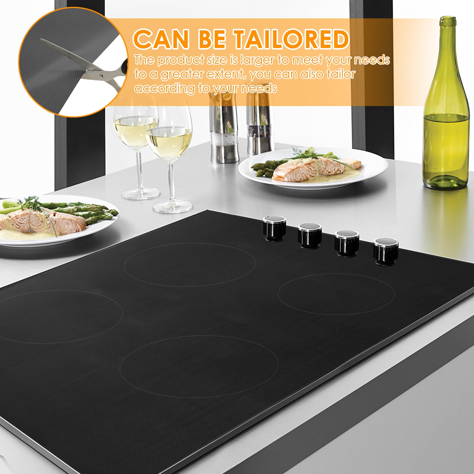 Large Induction Cooktop Protector Mat Reusable Induction Cooktop Cover Translucent Induction Hob Protector Pad Cuttable Induction Cooktop Pad for Induction Cooker