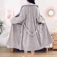 thumbnail image 7 of Ynynloco Women Shawl Plush Fleece Kimono Robes Bathrobe Soft Sleepwear V-neck Casual Ladies Loungewear Housecoat with Pockets, 7 of 7