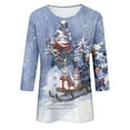 thumbnail image 4 of IROINNID Christmas Shirts for Women Christmas Print 3/4 Sleeve Crewneck Pullover Casual Holiday Blouse Loose Tops,White, 4 of 4
