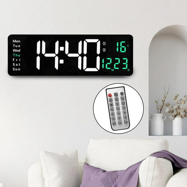 Reloj de pared digital Sunnimix LED 15 USB control remoto Verde