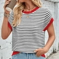 thumbnail image 6 of NTACZA Knitted Cotton Womens Spring Tops Striped Black Batwing Crew Neck Tank Sweater Women's Blouses, 6 of 7