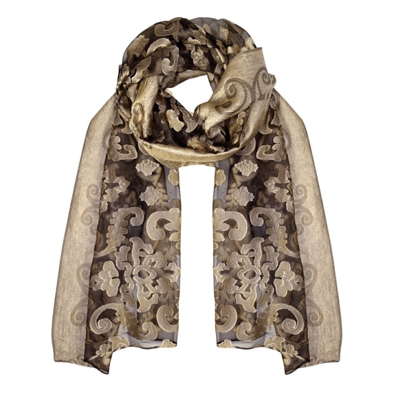Summer Fashion Lightweight Floral Embroidered Burnout Scarf
