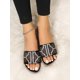 thumbnail image 3 of Rhinestone Decor Slide Sandals, Mules Pink Rhinestone Solid Color Women's Flat Sandals For Party, 3 of 4