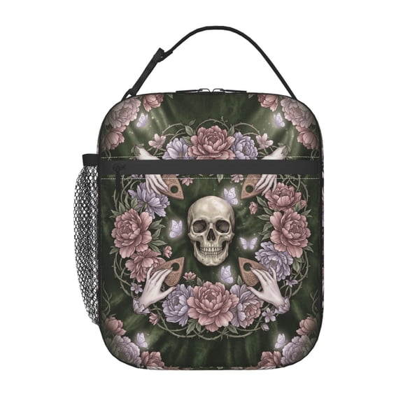 Skull Insulated Lunch Box Reusable Lunch Bag Women Men Cooler Tote Bag For Women Men Work Picnic School Office