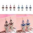 thumbnail image 3 of Pendientes étnicos Zulema 1 par tibetano bohemio campana borla colgante Azul claro, 3 of 8