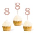 thumbnail image 1 of Topper para cupcakes Gexolenu 24 piezas, glitter rose gold, número 8, 1 of 4
