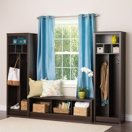Prepac Space-Saving Entryway 3 Piece Organizer in Espresso