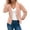 Light Pink, variant on Women’s Cropped Blazer Business Casual, 3/4 Ruched Sleeve Short Blazer Lightweight Suit Jacket
