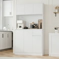 thumbnail image 3 of 71" Tall White Kitchen Pantry Cabinet, Kitchen Pantry Storage Cabinet with Power Outlet, Freestanding Kitchen Hutch with countertop, 3 of 7