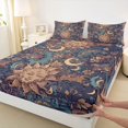 thumbnail image 4 of Homewish Vintage Sun Moon Bed Sheets,Retro Bohemian Full Size Sheets,Brown Blue,4-Piece,1 Flat Sheet, 1 Fitted Sheet and 2 Pillowcases, 4 of 6