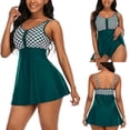 thumbnail image 1 of Gibobby Trajes de Natación para Mujer Traje de baño dividido para mujer Impreso sin mangas Conjunto de traje de baño dividido sexy de playa de dos piezas(Verde,G), 1 of 5