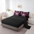 thumbnail image 5 of Castle Fairy Baseball Glove Bat Twin Bedding 7-Piece, Ice Cream Stripes Bedding Comforter Set, Pink Magenta,Black Reversible, 5 of 7