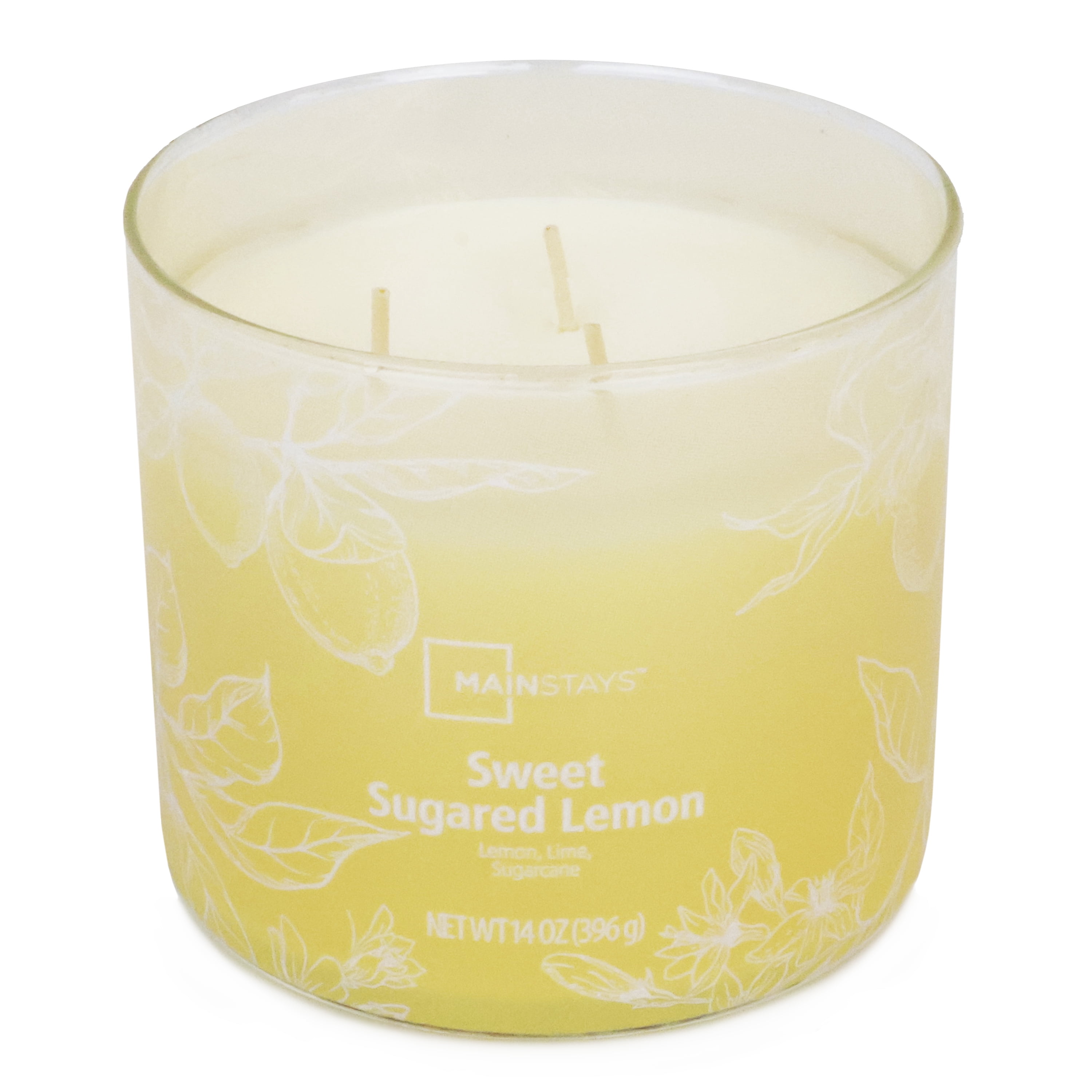 (4 pack) Mainstays Sweet Sugar Lemon 3-Wick Ombre Wrap Candle, 14 Ounce