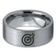 thumbnail image 2 of Tungsten Bullseye Arrow Archery Band Ring 8mm Men Women Comfort Fit Gray Flat Cut Brushed Polished, 2 of 4