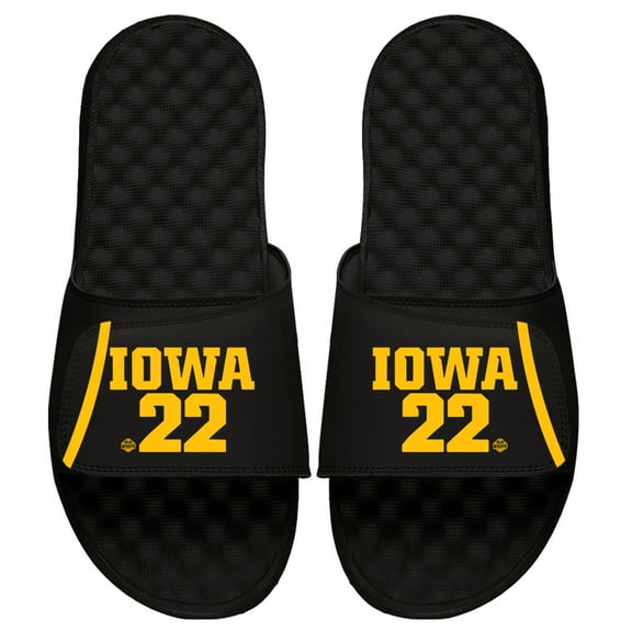 Youth ISlide Caitlin Clark Black Iowa Hawkeyes Jersey Number Slide Sandals