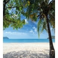 thumbnail image 3 of Summer Duvet Cover Set, Tropical Beach Ocean Behind Palm Tree Caribbean Exotic Holiday Image, Decorative 3 Piece Bedding Set with 2 Pillow Shams, Queen Size, Fern Green Sky Blue, by Ambesonne, 3 of 3