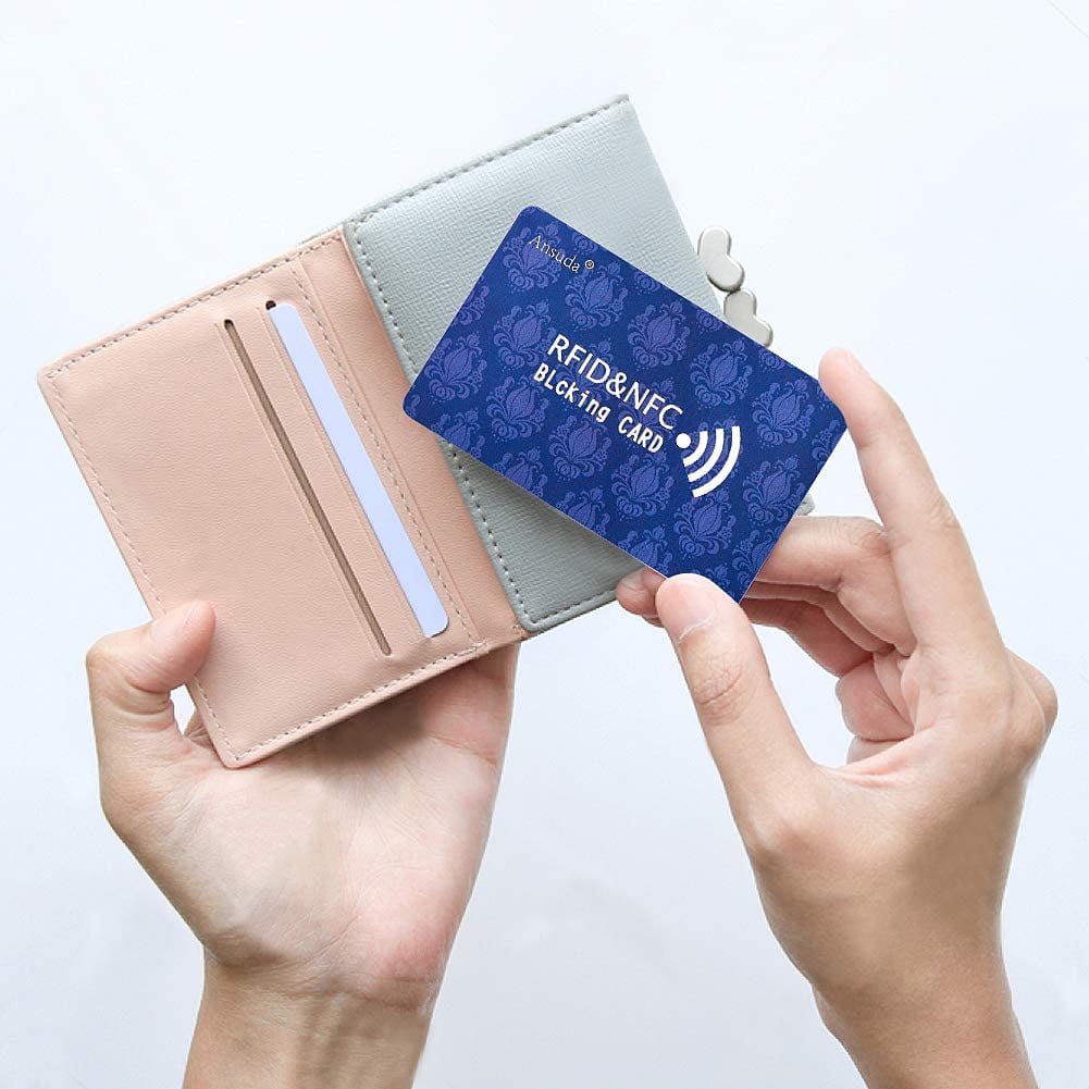 Protect Wallet and Purse from Electronic Theft NFC Contactless Bank Debit Credit Card Protector Blocker C-Slide RFID Blocking Card 2 Pack 