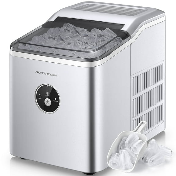 NORTHCLAN Ice Maker Countertop, 9 Bullet Ice in 5 Minutes, 30 lbs Ice in 24 Hrs, Silver