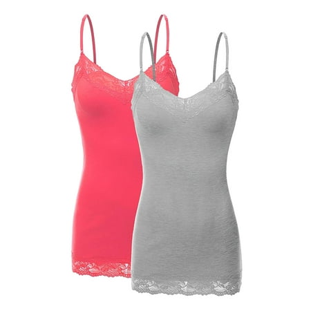 

Women s Junior and Plus Adjustable Spaghetti Strap Lace Tim Cami Tank Top
