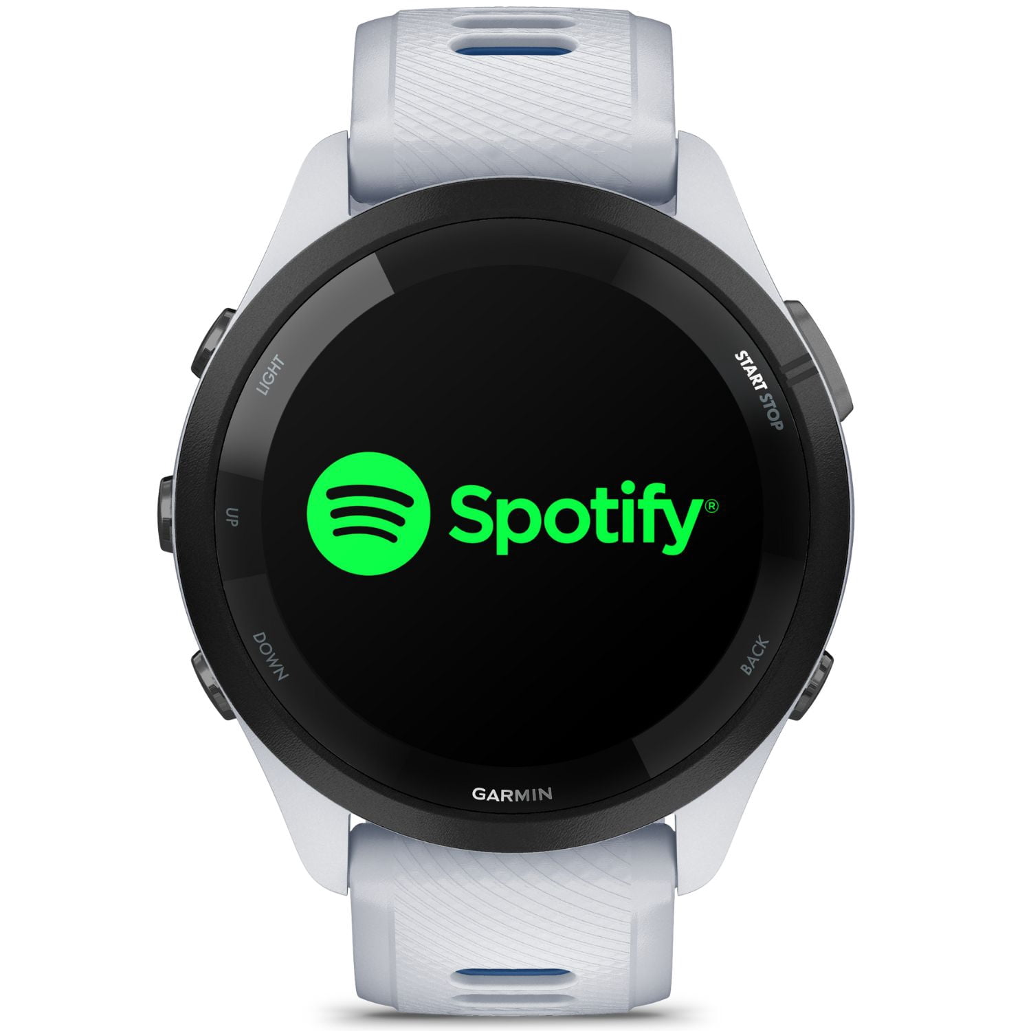 Garmin Forerunner 265 GPS Smartwatch, Whitestone/Tidal Blue Bundle with Deco Essentials Charging Dock for Garmin Venu 3 + Silicone Dust Cover + USB Type C Charging and Sync Cable