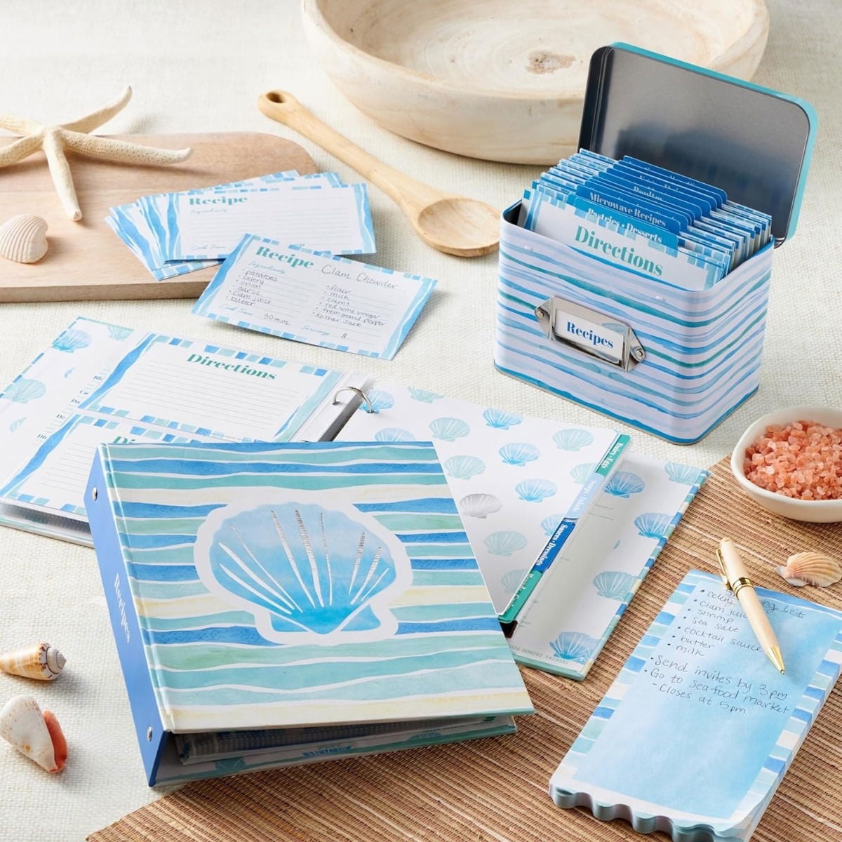 C.R. Gibson Pocket Page Recipe Binder | Coastal