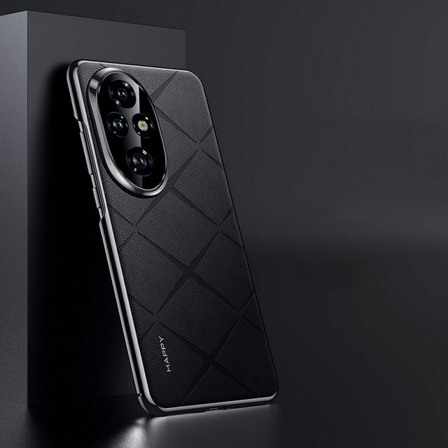 Luxury Plain Leather + Camera Lens Protection Case For Honor 200 Pro Honor200 Honor 100 Pro Hard Slim Good Texture Cover black For Honor 200 Pro