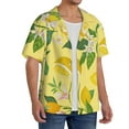 thumbnail image 4 of Naloa Lemon Men's Loose Fit Cuban Collar Short-Sleeve Shirt with Button-down and Chest Pocket for Everyday Wear Outings - XX-Large, 4 of 7