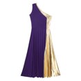 thumbnail image 6 of Alvivi Womens Metallic Gold Color Block One Shoulder Sleeveless Liturgical Praise Dance Dress Purple XL, 6 of 7