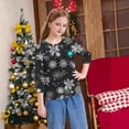 thumbnail image 6 of YUNAFFT Girls Christmas Print Casual 3/4 Sleeve Round-Neck Blouses & Shirts Cotton-Like Comfort Fit Elastic 4-14Y, 6 of 7