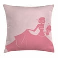 thumbnail image 1 of Bridal Shower Decorations Throw Pillow Cushion Cover, Bride in Pink Wedding Dress with Flowers Sketchy Image, Decorative Square Accent Pillow Case, 16 X 16 Inches, Salmon and Light Pink, by Ambesonne, 1 of 2