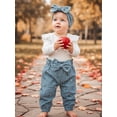 thumbnail image 4 of Loicainy Infant Baby Girls Fall Clothes Set 3 6 9 12 Months Long Sleeve Romper with Floral Pants and Headband Outfits, 4 of 9