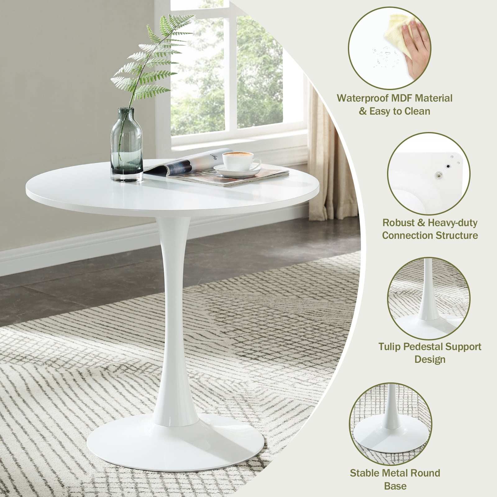 SIMPO Atlanta Outdoor Dining Table (120cm Round) — White