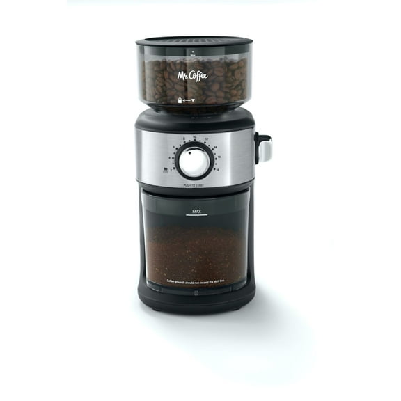 Mr. Coffee Cafe Grind 18 Cup Automatic Burr Grinder with Removable Bean Hopper and Grind Chamber | Stainless Steel